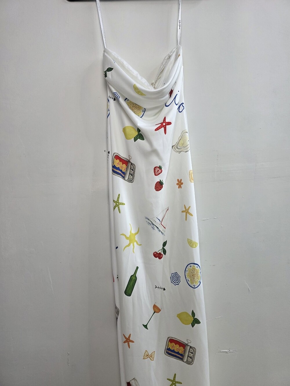 For Love & Lemons Carla White Slip Dress with Orange and Blue Motifs - Picture 2 of 5